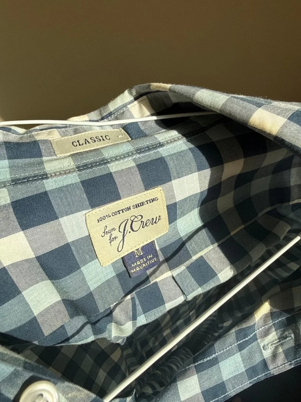 J.Crew Mens Classic Fit Button Down Shirt Blue White Gingham Check Long Sleeve 1